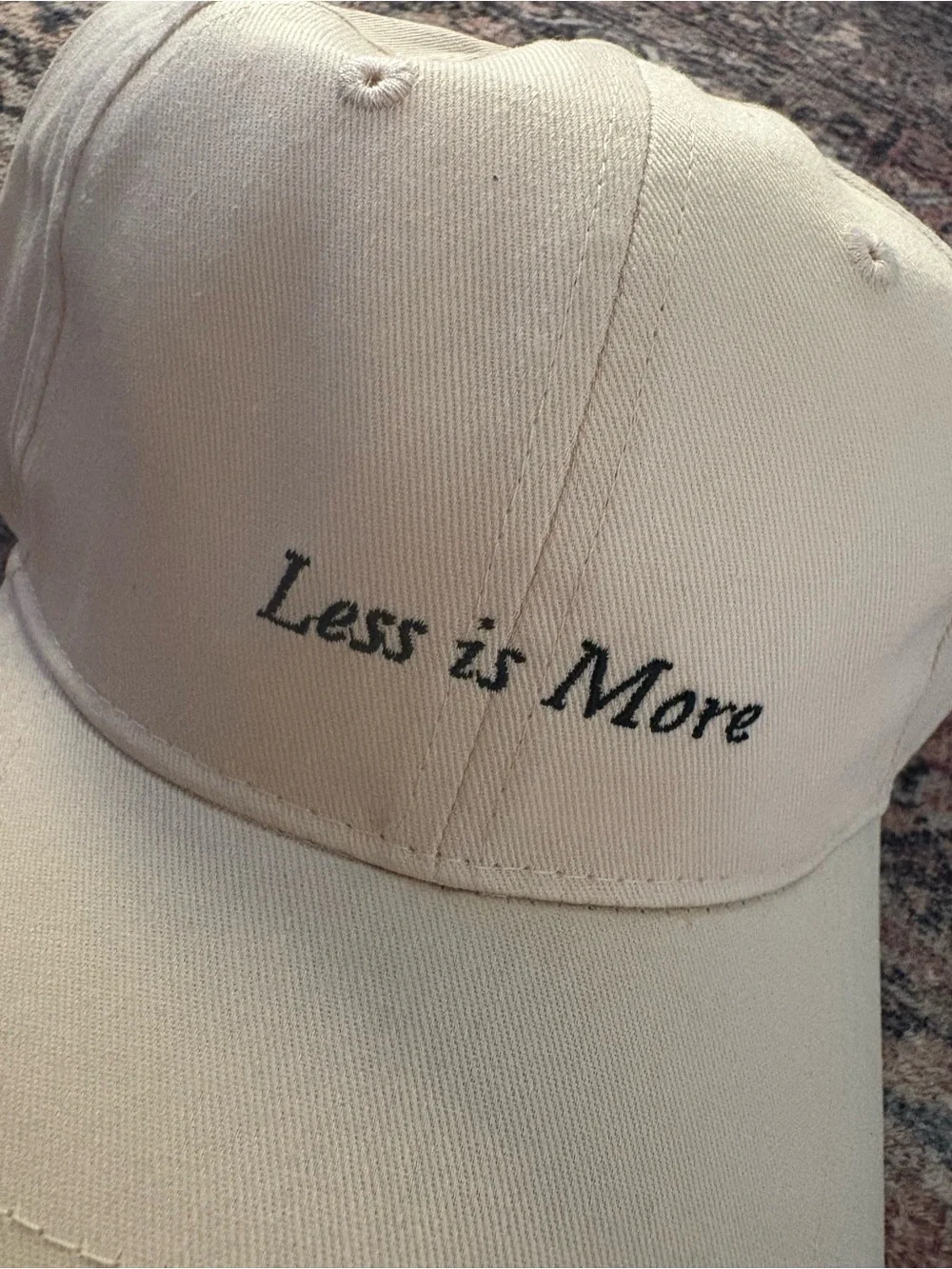 Merit Beauty - “Less is More” Embroidery - Minimalist Cream Baseball Cap (NEW)
